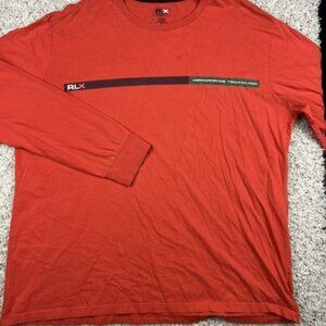 RLX Polo Sport Ralph Lauren Men’s XXL T Shirt Orange Long Sleeve Crew Neck